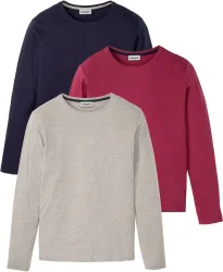 bonprix Langarmshirt (3er Pack)grau 56Herren