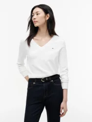 Tommy Hilfiger - Pullover, V-Neck, für Damen, Ecru, Größe XL