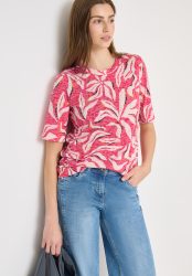 Cecil Rundhalsshirt Ausbrenner Shirt mit floralem Muster