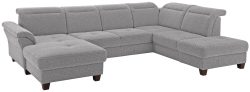 Premium collection by Home affaire Wohnlandschaft »Solvei«, incl. Sitztiefenverstellung und Federkern, wahlweise Kopfteilverstellung und Bettfunktion, Kontrastnaht