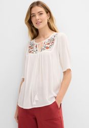 bonprix Tunika Casual Stil, A-Linie Passform, Kurzarm-Design, mit Stickerei