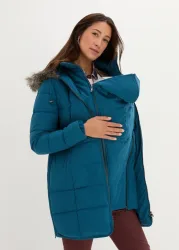 bonprix 3-in-1 warm wattierte Umstands- und Tragejackepetrol 48Damen