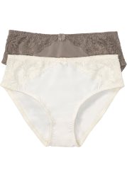 bonprix Maxislip Packung, 2 Stk. über die Hüfte geführt, mit floraler Spitze auf der Vorderseite