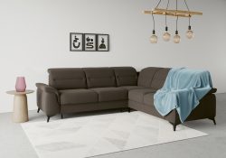 sit&more Ecksofa »Sinatra«, optinal mit Kopfteilverstellung und Armteilfunktion oder mit Kopfteilverstellung, Armteilfunktion, Bettfunktion und Schubkasten, langer Schenkel links oder rechts bestellbar, mattschwarze Metallfüsse