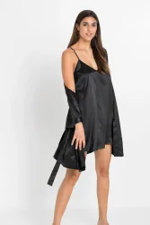 bonprix Morgenmantel-Set: Kimono + Negligé (2-tlg.Set)schwarz 52Damen
