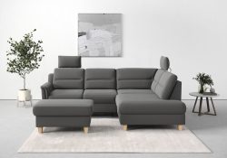 sit&more Ecksofa »Farö«, inklusive Federkern, mit naturfarbenen Füssen, wahlweise mit Bettfunktion und Bettkasten