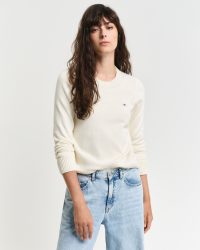 Gant - Strickpullover -CLASSIC COTTON C-NECK, für Damen, Beige, Größe XL