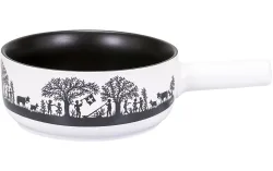 Kadastar - Caquelon für Käsefondue, 22cm, Schwarz/Weiss