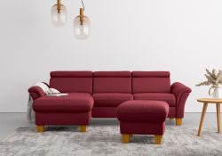 Home affaire Ecksofa, wahlweise mit Bett mit klappbaren Rollen, Kasten und Kopfverstellung