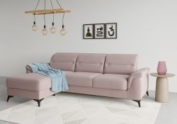 sit&more Ecksofa »Sinatra«, mit Recamiere, optional mit Kopfteilverstellung und Armteilfunktion oder mit Kopfteilverstellung, Armteilfunktion, Bettfunktion und Bettkasten, mattschwarze Metallfüsse