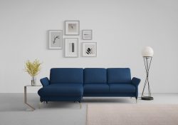 sit&more Ecksofa »Fashion«, wahlweise mit Kopfteilverstellung und Vorziehsitz, motorisch, mit satinierten Nickelfüssen