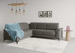 sit&more Ecksofa »Sinatra«, optinal mit Kopfteilverstellung und Armteilfunktion oder mit Kopfteilverstellung, Armteilfunktion, Bettfunktion und Schubkasten, langer Schenkel links oder rechts bestellbar, mattschwarze Metallfüsse
