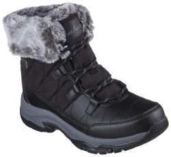 Skechers Damen-Schnürstiefelette aus Veloursleder schwarz, 36