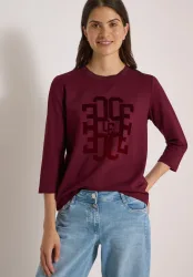 3/4-Arm Shirt mit Rundhals und Wording