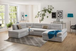 my home Wohnlandschaft »Avesa«, Wahlweise mit Armteilverstellung und Bettfunktion, B/T/H: 355/216/80 cm