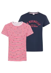 KangaROOS T-Shirt Packung, 2 Kurzarm, Rundhalsausschnitt, mit Herzchendruck