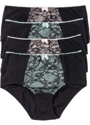 bonprix Maxislip Packung, 4 Stk. mit farbigem Spitzeneinsatz, mit Zierschleife, bequeme Passform