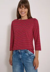 3/4-Arm Shirt mit Boat Neck und Streifen