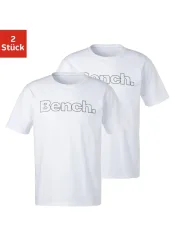 Bench. Loungewear T-Shirt 2 Stk. Shirt mit Logoprint, Basicshirt mit Rundhals aus reiner Baumwolle