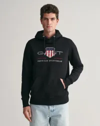 Gant - Sweatshirt  Bequem sitzend-REGULAR ARCHIVE SHIELD HOODIE, für Herren, Schwarz, Größe M