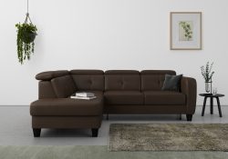 sit&more Ecksofa »Bellucci«, inklusive Kopfteilverstellung und Federkern, wahlweise mit Bettfunktion und Bettkasten