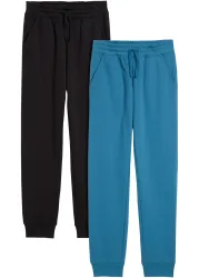 bonprix Jogginghose aus weichem Baumwoll-Mix (2er Pack)schwarz 140Knaben