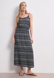 STREET ONE Midikleid Ohne Taschen Sommerkleid mit Zick-Zack-Muster