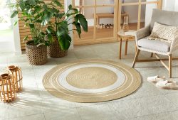 NORTHRUGS Teppich »Trenzado«, rund, Flachgewebe, Hand-Made Look, robust, pflegeleicht