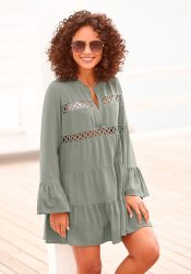 LASCANA Longbluse mit Spitzeneinsätzen, Tunika, Blusenkleid, Strandmode