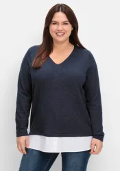 Sheego V-Ausschnitt-Pullover 