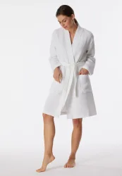 Schiesser - Waffel Piqué - Organic Cotton - Morgenmantel / Bademantel, für Damen, Weiss, Größe XL