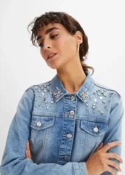 bonprix Jeansjacke mit Strass-Applikationblau 48Damen