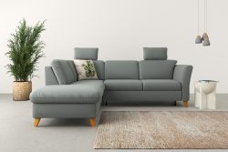 Home affaire Ecksofa »Trelleborg«, Federkern-Polsterung, wahlweise mit Bettfunktion und Stauraum, Kopfstützen optional