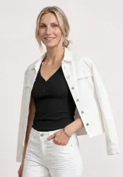 STREET ONE Ripptanktop Sommertop mit V-Neck