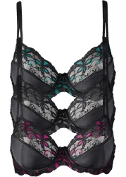 bonprix Bügel-BH mit zarter Spitze (3er Pack)schwarz 85Damen