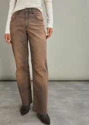 bonprix Wide-Leg-Jeans High Waist mit Vintage Waschungbraun 44Damen
