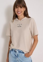 Cecil Kapuzenshirt in Slub-Yarn-Optik, mit Print, Baumwollmix