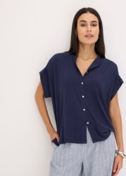 bonprix Blusenshirt aus Viskose, lässige Passform, Kurzarm, ohne Kragen, festlicher Stil