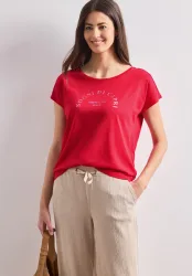 STREET ONE Shirttop Sommershirt mit Wording Artwork