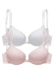 petite fleur Push-up-BH Packung, aus süssem Herzchen-Mesh mit edlen Spaghettiträgern, sexy Dessous