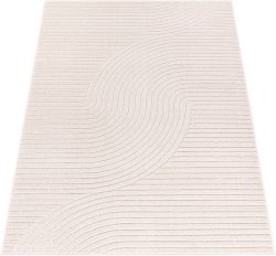 Paco Home Teppich »Cotton 233«, rechteckig, Kurzflor, Uni Farben, Hoch-Tief-Effekt, Scandi-Look, Outdoor geeignet