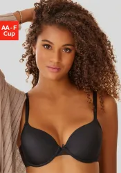 Lascana - BH,bügellos,Watte, für Damen, Schwarz matt, Größe 80D