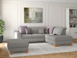 sit&more Ecksofa »Durness«, mit Federkern und hochwertigen Massivholzfüssen, wahlweise mit Kopfteilverstellung, Bettfunktion und Stauraum oder mit Bettfunktion und Bettkasten