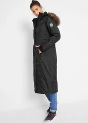 bonprix Wintermantel mit abnehmbarer Kapuze + Fellimitat, Daumenlöcher, Handy-Innentasche