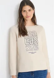 Cecil Langarmshirt modernes Front-Artwork mit Stickerei