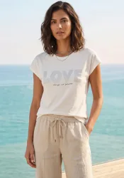 Laura Scott T-Shirt mit Glitzersteinen, lockere Passform