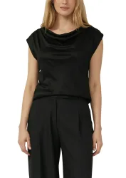 s.Oliver BLACK LABEL Wasserfallshirt mit Wasserfall-Kragen und aus reiner Viskose