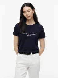 Tommy Hilfiger - T-Shirt, kurzarm, für Damen, Dunkelblau, Größe S