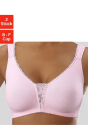 petite fleur Soft-BH Packung, ohne Bügel, Baumwolle mit Spitzen-Details, grosse Grössen, bequemer BH