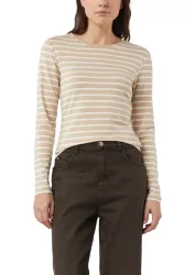 Comma Langarmshirt geringelt, mit Glitzer-Fäden